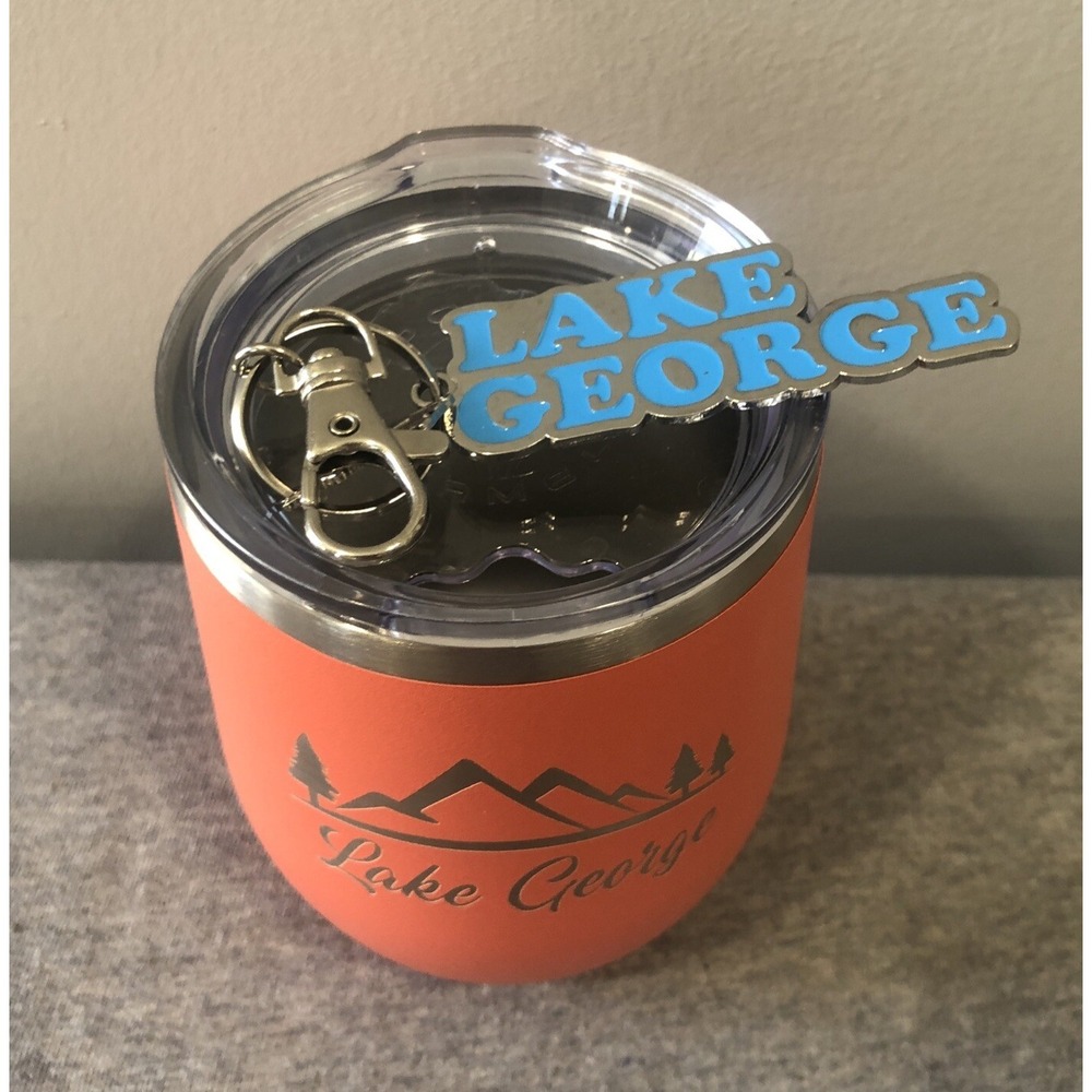 Lake George Insulated Wine Tumbler Polar Camel Melon/Moose Souvenir Keychain Set